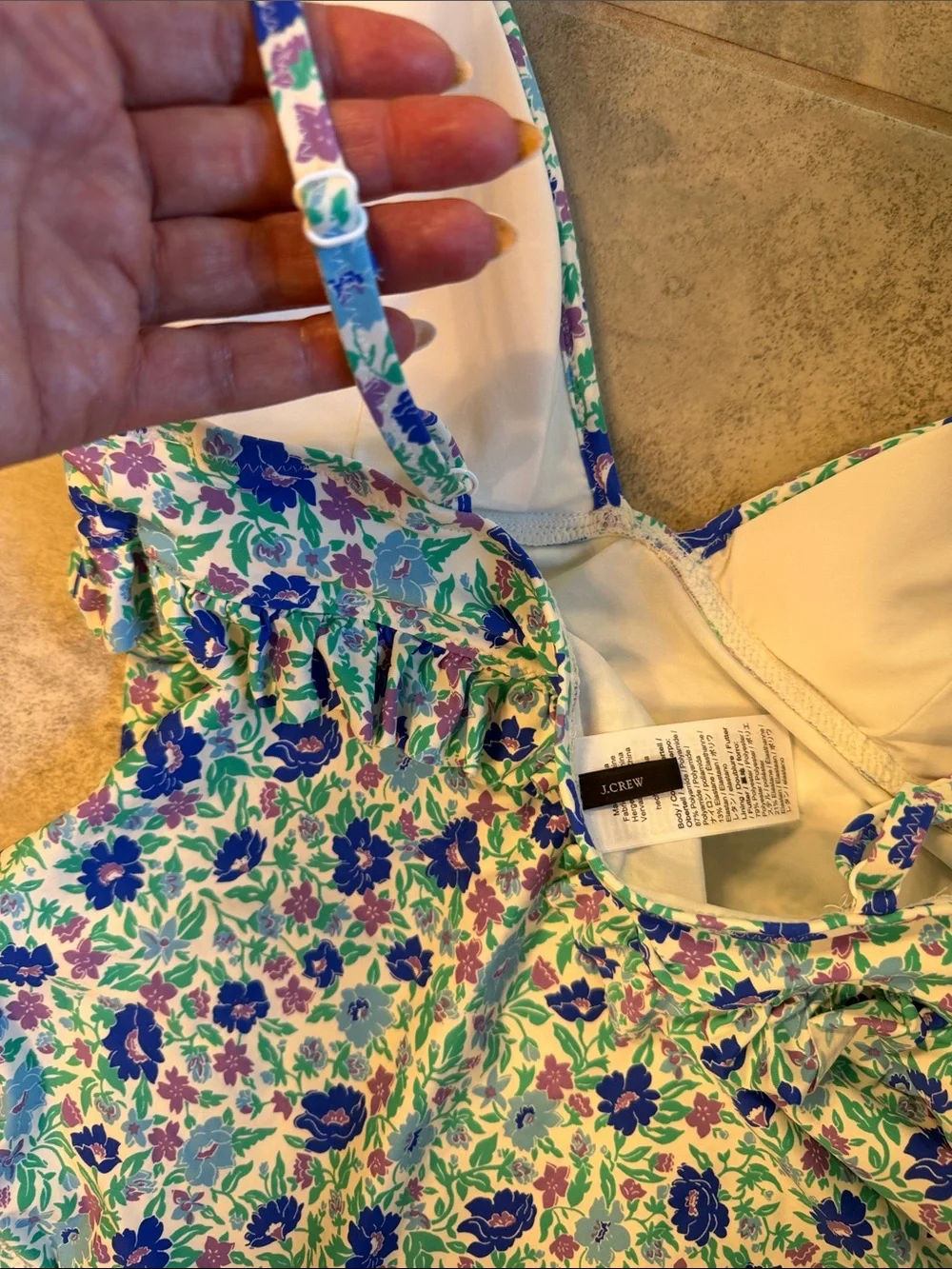 J. Crew Floral One-Piece Swimsuit in Blue and Green